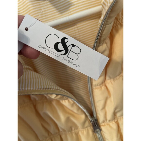 NWT Christopher & Banks Puffer Vest Zip Women PM Petite Pockets Quilted Yellow - Picture 5 of 9